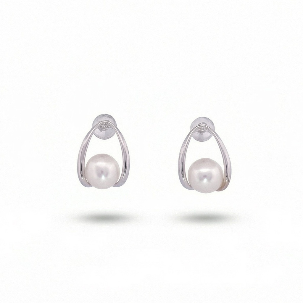 Celeste pendientes pinza perla