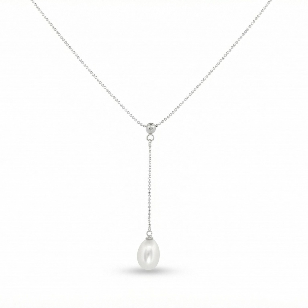 Celeste collar péndulo perla