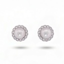 Celeste pendientes flor perla