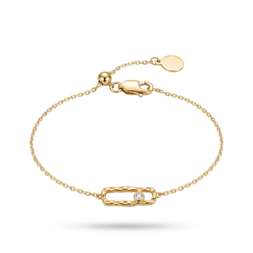 [10338] Willow pulsera rectángulo labrado dorado