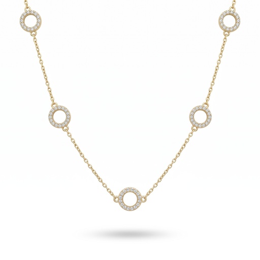 [10652] Lyric collar aros circonia dorados