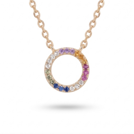 [10665] Shimmer colgante aro circonia multicolor dorado